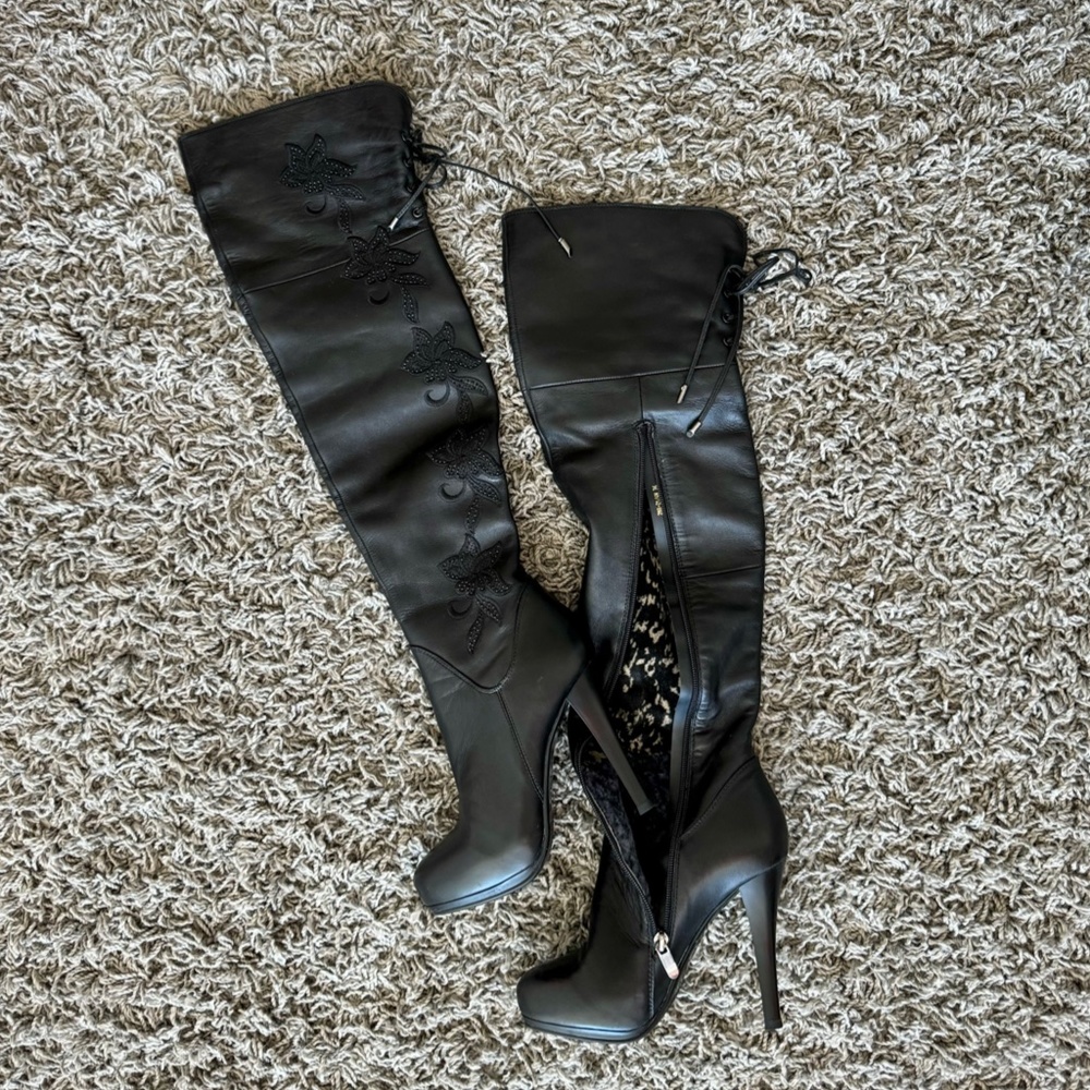 NEW Genuine Italian Leather Over the Knee Winter Boots Size 6